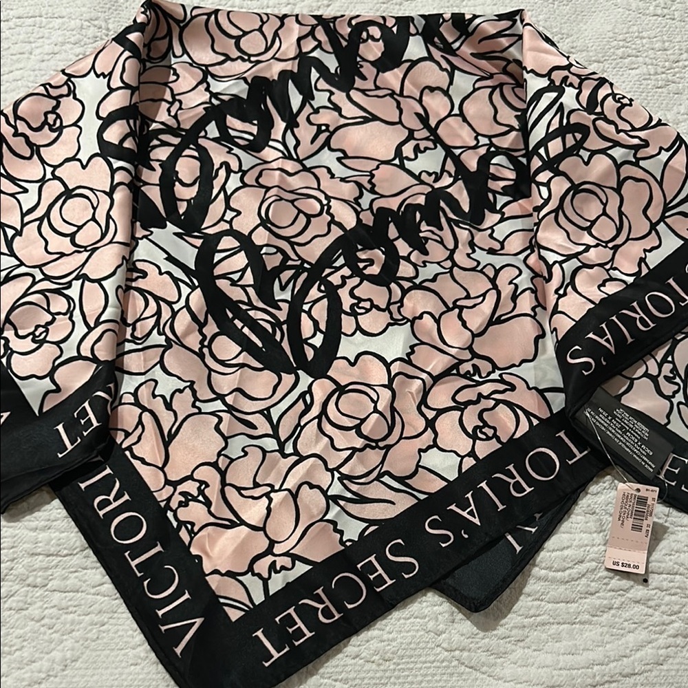 Victoria's Secret Pink and Black Floral Scarf BOMBSHELL